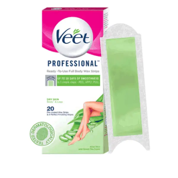 Veet Professional Dry Skin Hair Removal Wax Strips 20 Strips for Body & Legs