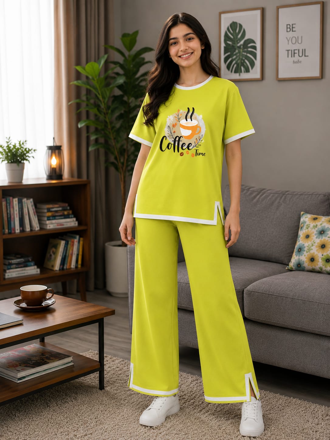 adies Half Sleeve T-Shirt & Pant Set