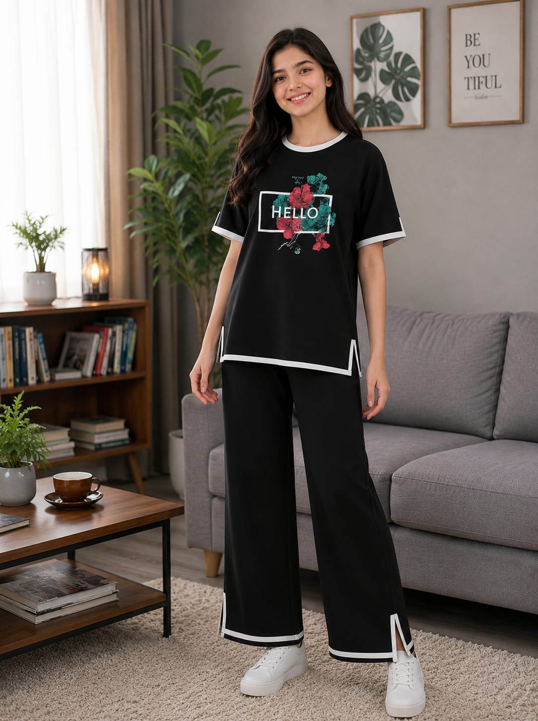 adies Half Sleeve T-Shirt & Pant Set