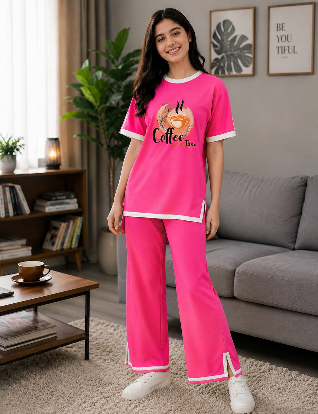 adies Half Sleeve T-Shirt & Pant Set