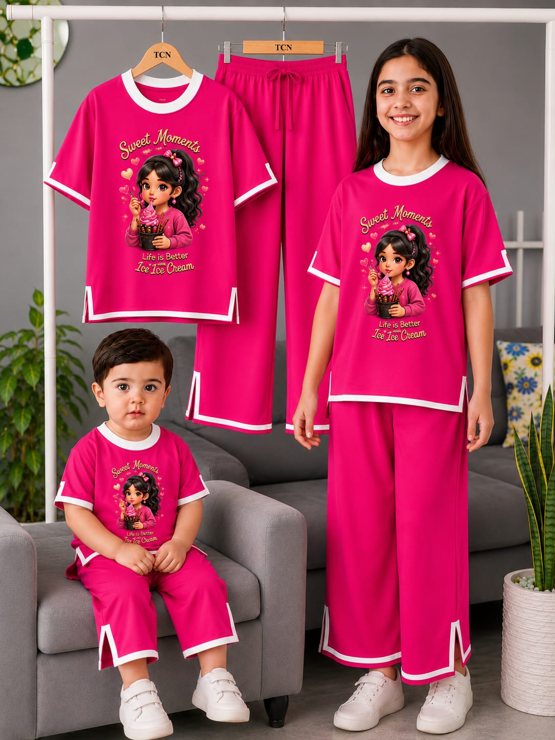 Girls Half Sleeve T-Shirt & Pant Set