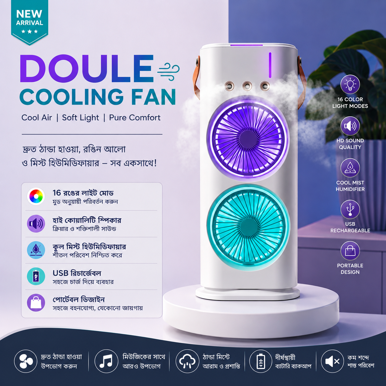 FADIUMS 26 Inch Portable Air Cooling Fan