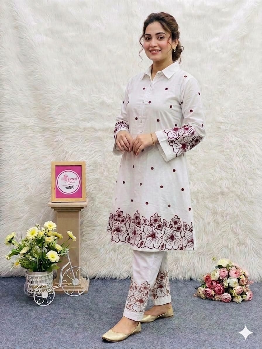 stylish Embroidery Two Piece Co-Ord Set