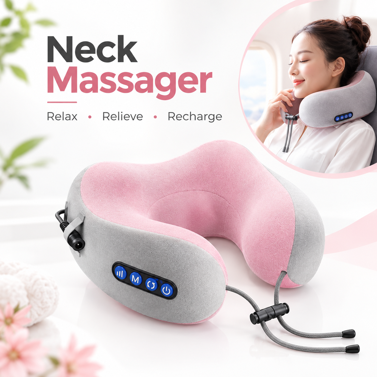 💆‍♀️✨ Electric U-Shaped Massager Neck Pillow – Neck & Shoulder Massager ✨💆‍♂️